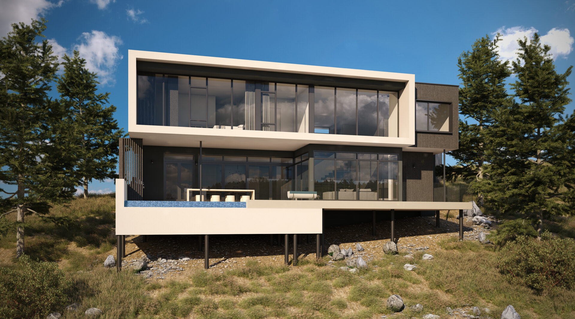 Modern-2 - McKinley Beach - Kelowna - Rear - Day